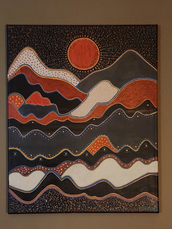 Other - “Stippled Horizon” Abstract Canvas - Rust, Black, White 16x20–East TN Artist
